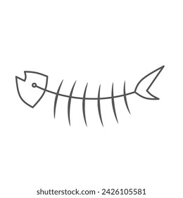 fishbone skeleton icon isolated on white. Vector Illustration.