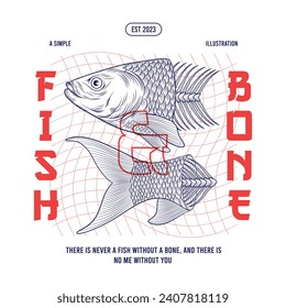 FishBone streetwear t-shirt illustration design. Translation: "Fish and Bone"