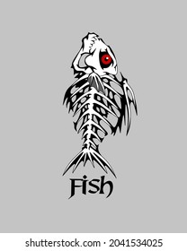 Fishbone-Vektordesign-Illustration, ideal für T-Shirt-Designs, Wanddekorationen, Gemeinschaftslogos, Plakate und vieles mehr