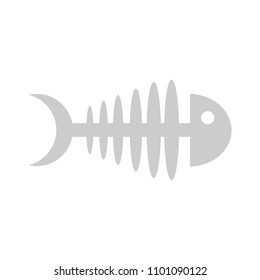 Fishbone, vector fish skeleton illustration - fishing symbol isolated