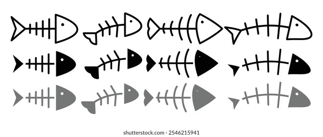 Fishbone vector icon collection. vector illustration set.