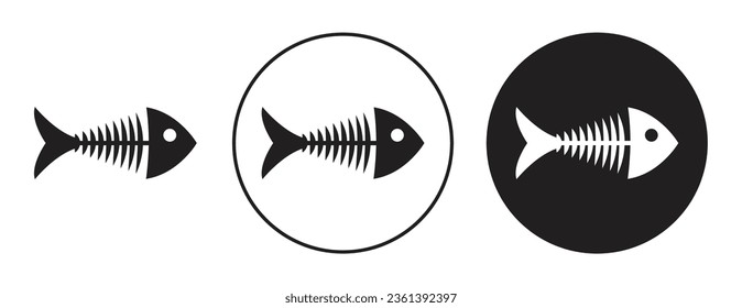 fishbone vector icon set. dead salmon backbone vector symbol in black color.