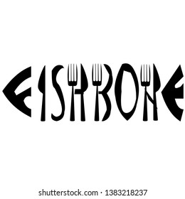 fishbone vector illustration with knife and fork