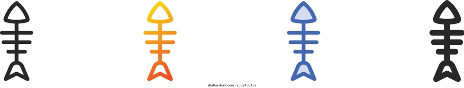 fishbones icon.Thin Linear, Gradient, Blue Stroke and bold Style Design Isolated On White Background