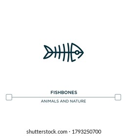 fishbones vector line icon. Simple element illustration. Fishbones outline icon from pet shop fill concept. Can be used for web and mobile
