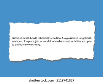 Fishbowl Definition on a Torn Piece of Paper