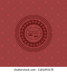 fishbowl with fish icon inside badge with red background