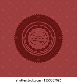 fishbowl with fish icon inside badge with red background