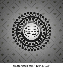 fishbowl with fish icon inside black emblem