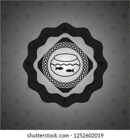 fishbowl with fish icon inside dark emblem