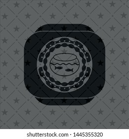 fishbowl with fish icon inside dark badge