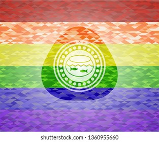 fishbowl with fish icon inside lgbt colors emblem 