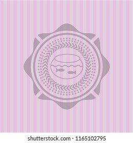 fishbowl with fish icon inside pink icon or emblem