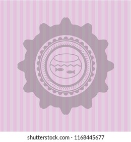 fishbowl with fish icon inside pink icon or emblem
