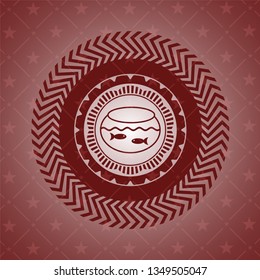 fishbowl with fish icon inside red emblem