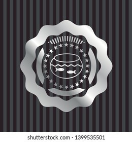 fishbowl with fish icon inside silver emblem or badge