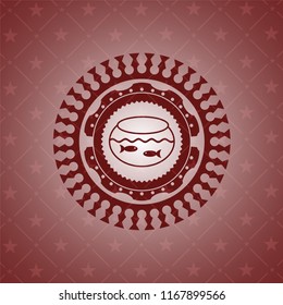 fishbowl with fish icon inside vintage red emblem