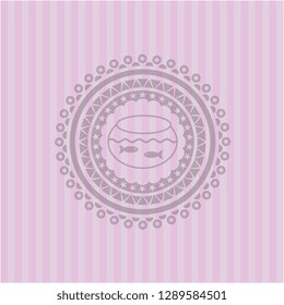 fishbowl with fish icon inside vintage pink emblem