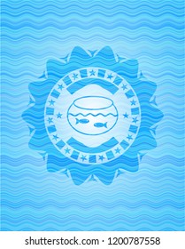 fishbowl with fish icon inside water concept style badge.