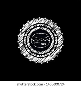 fishbowl with fish icon on chalkboard