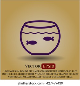 Fishbowl With Fish Icon Vector Symbol Flat Eps Jpg