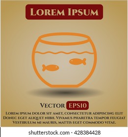 fishbowl with fish icon vector symbol flat eps jpg