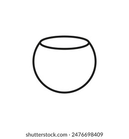 Fishbowl icon. Empty glass aquarium of a round shape. Vector simple outline icon on blank white background.