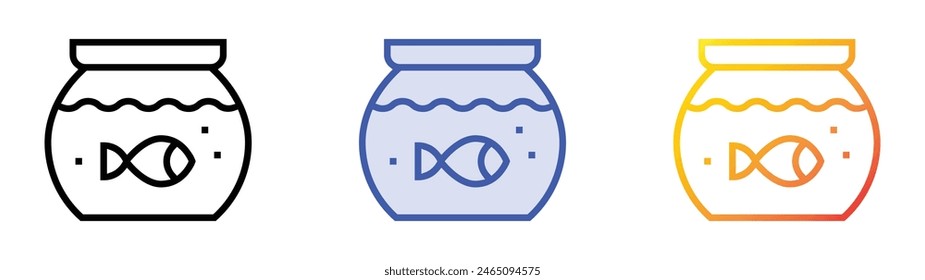 fishbowl icon. Linear, Blue Fill and Gradient Style Design Isolated On White Background