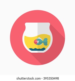 Fishbowl icon , Vector flat long shadow design. 