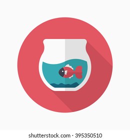 Fishbowl icon , Vector flat long shadow design.
