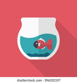 Fishbowl icon , Vector flat long shadow design.