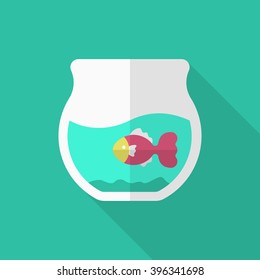 Fishbowl icon , Vector flat long shadow design.