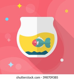 Fishbowl icon , Vector flat long shadow design.