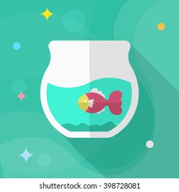 Fishbowl icon , Vector flat long shadow design.