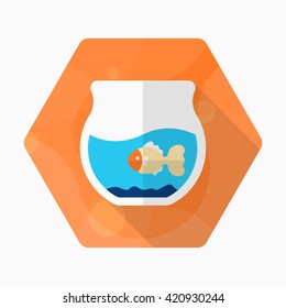 Fishbowl icon , Vector flat long shadow design.