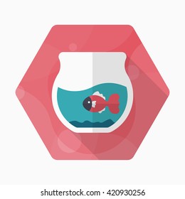 Fishbowl icon , Vector flat long shadow design.