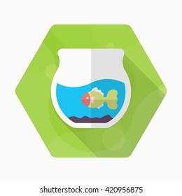 Fishbowl icon , Vector flat long shadow design.