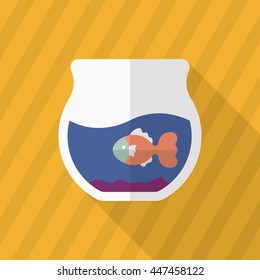 Fishbowl icon , Vector flat long shadow design.