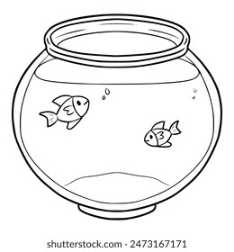 fishbowl illustration hand drawn outline isolated vector