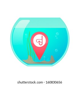 Fishbowl with a location mark