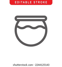 Fishbowl Outline Icon. Aquarium Line Art Logo. Vector Illustration. Isolated on White Background. Editable Stroke