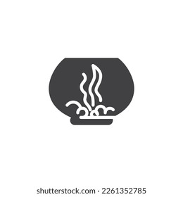 Fishbowl with plants vector icon. filled flat sign for mobile concept and web design. Fish aquarium glyph icon. Symbol, logo illustration. Vector graphics