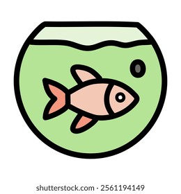 Fishbowl vector. Abstract fish swimming in aquarium icon.