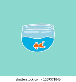 fishbowl vector. hand drawn icon. aquarium illustration. editable stroke.