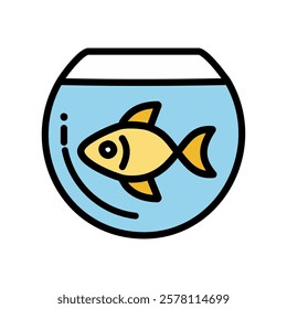 Fishbowl vector illustration, filled design icon editable outline stroke.