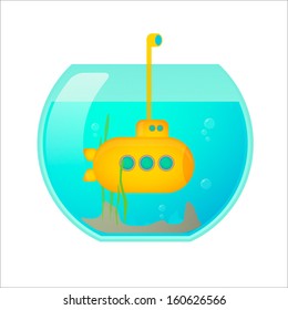 Fishbowl with a yellow submarine