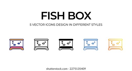 fishbox Icon Design in Five style with Editable Stroke. Line, Solid, Flat Line, Duo Tone Color, and Color Gradient Line. Suitable for Web Page, Mobile App, UI, UX and GUI design.