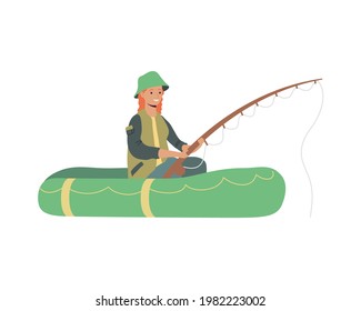 fisher in boat comic character