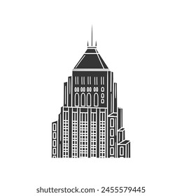 Fisher Building Icon Silhouette Illustration. Detroit Vector Graphic Pictogram Symbol Clip Art. Doodle Sketch Black Sign.