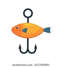 Equipo de pesca Gancho con pescado aislado
